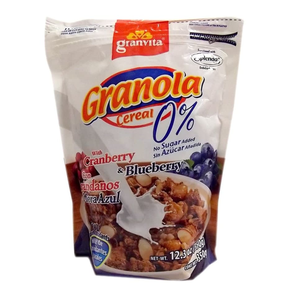 Granola 0% Azúcar  C/Arandanos y Mora Azul  Granvita  350 grs