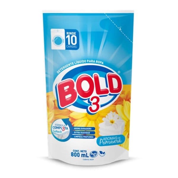 Detergente Bold 3 liquido flores amores 800 ml