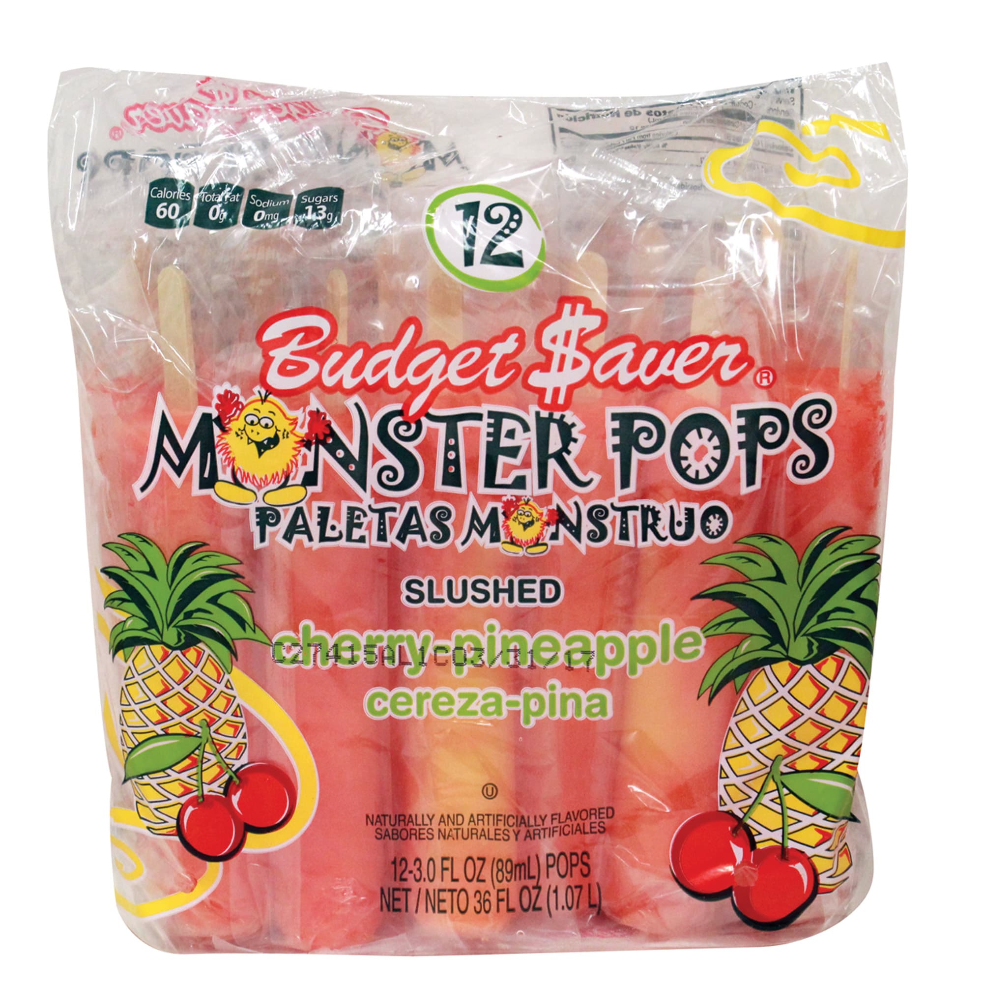 Paleta  Cereza - Pina  Monster Pops  12.0 - Pza