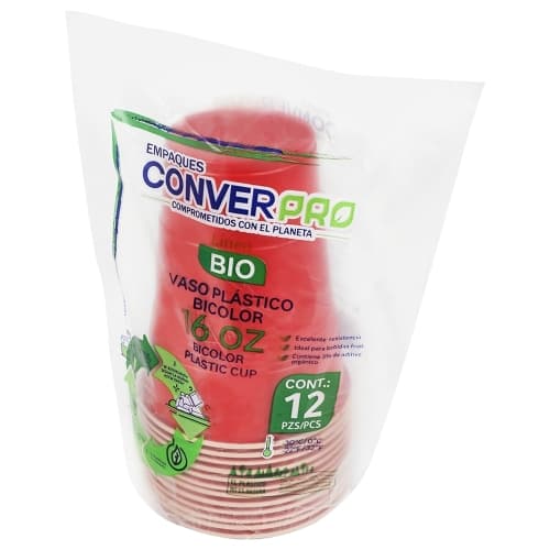 VASO PLASTICO BICOLOR BIODEGRADABLE CONVERMEX 22/1