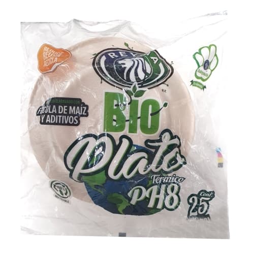 PLATO BIODEGRADABLE PH8 REYMA 25 pza