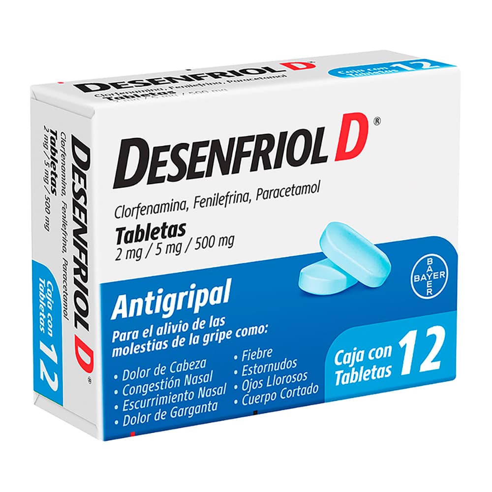 Desenfriol-D Antigripal Paracetamol 500 mg 12 Tabletas