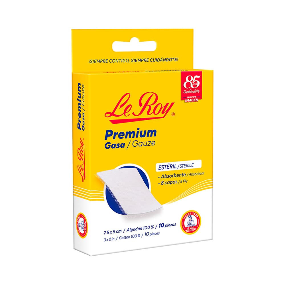LE ROY GASA ABS ESTÉRIL 7.5X5 CM 10 UN