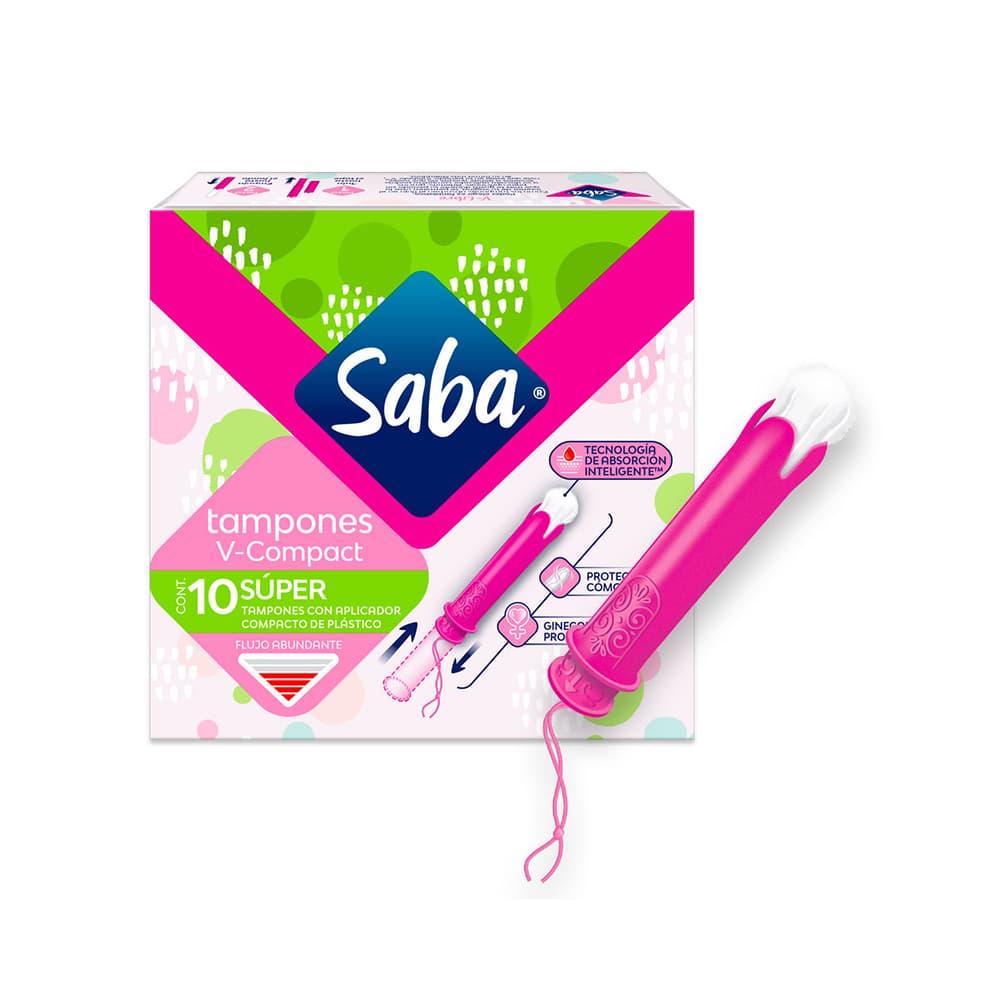 Saba V Compact Tampones Súper con Aplicador 10 Piezas