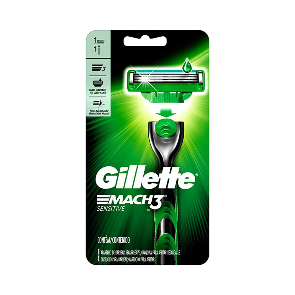Gillette Mach3 Máquina de Afeitar y Cartucho Sensitive 2 Piezas