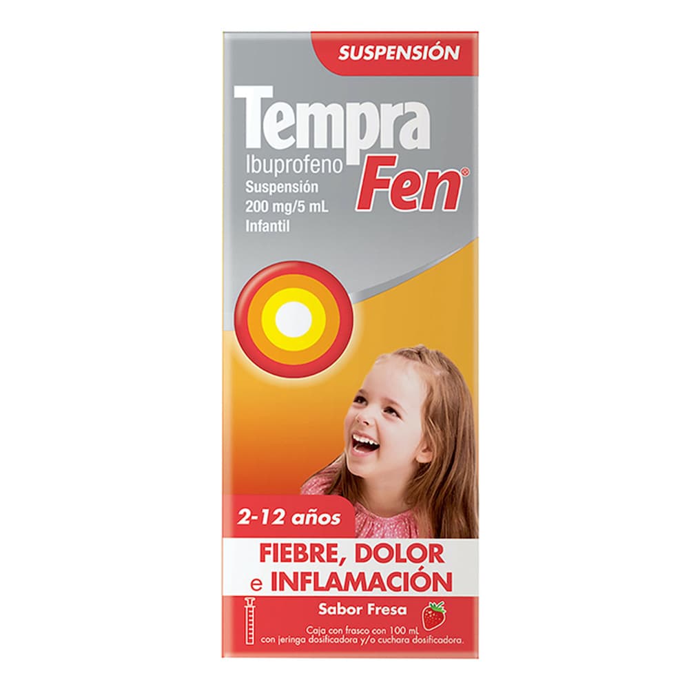 Tempra Fen Suspensión Infantil Sabor Fresa 200 Mg 5 ml de 100 ml