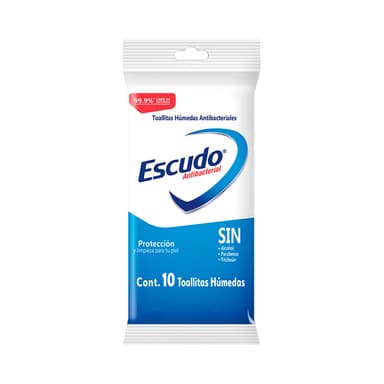 TOALLITAS ANTIBACTERIALES ESCUDO 10 PZAS