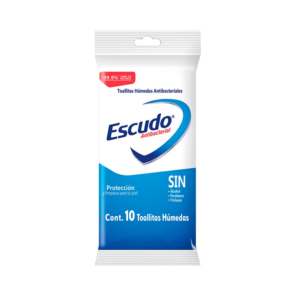 TOALLITAS ANTIBACTERIALES ESCUDO 10 PZAS