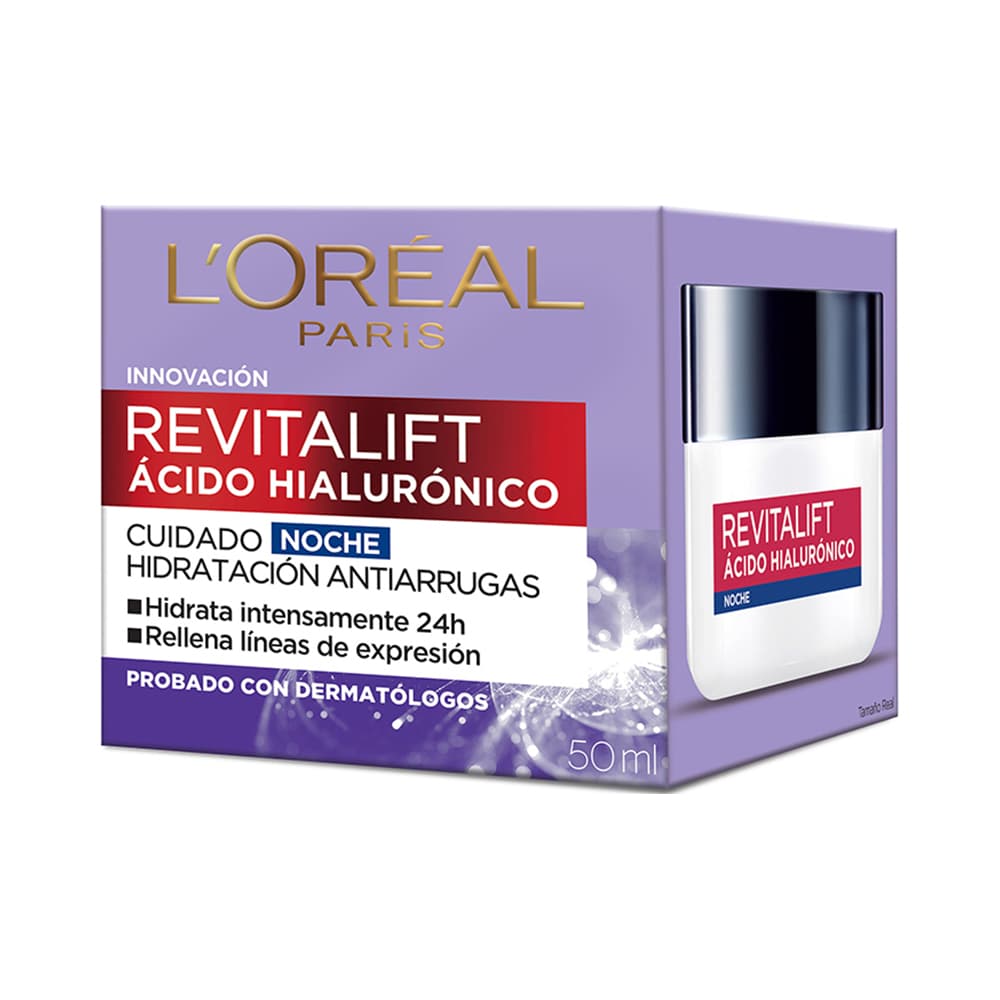 Loreal Crema Facial Anti Arrugas Hialu Noche Revitalift 50 ml