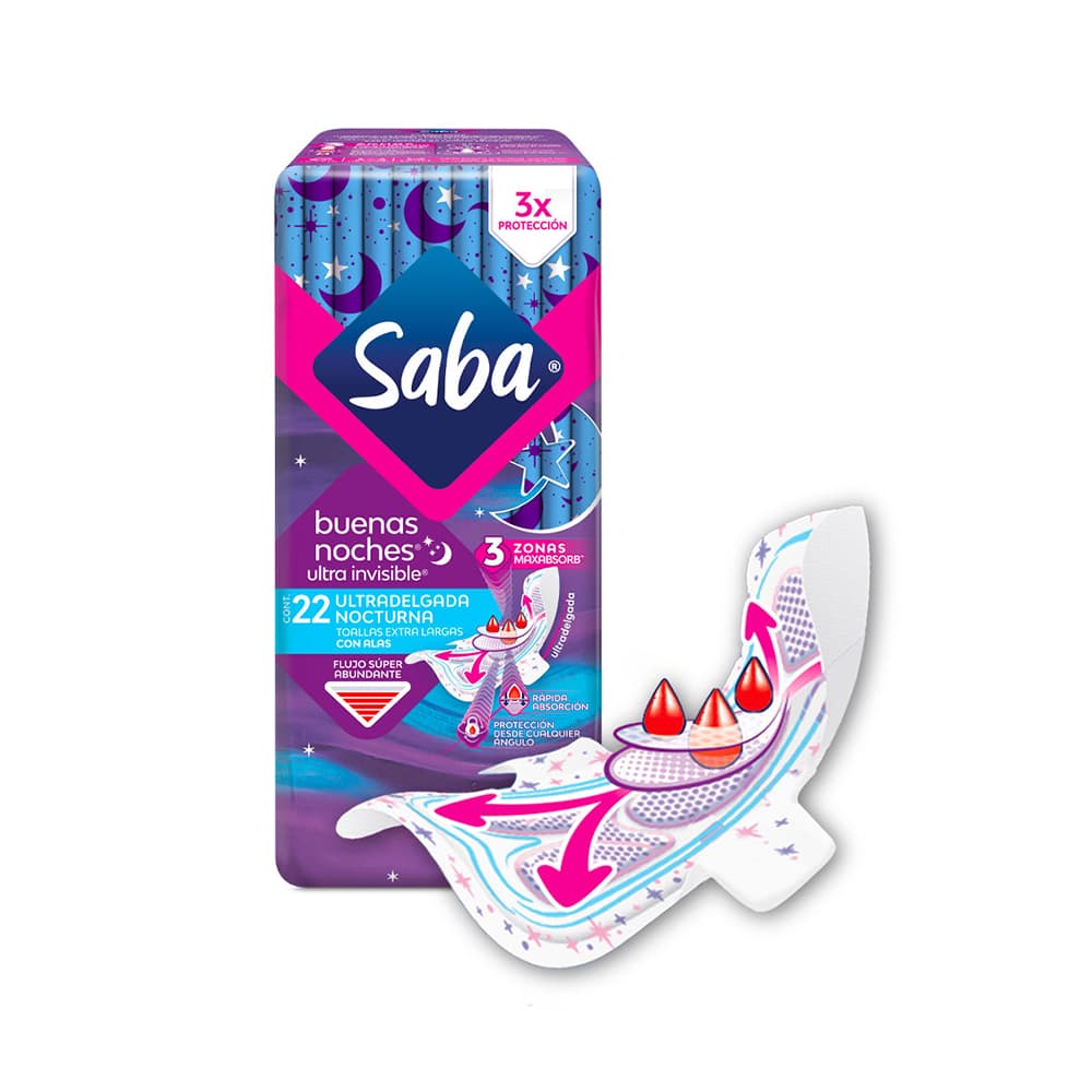 Saba Ultra Nocturna C/alas 22 Unidades