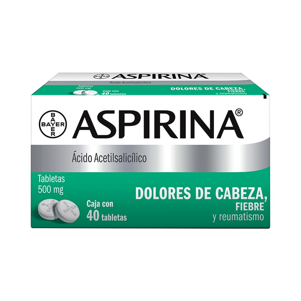 Tabletas Aspirina 500 mg Caja con 40 Tabletas
