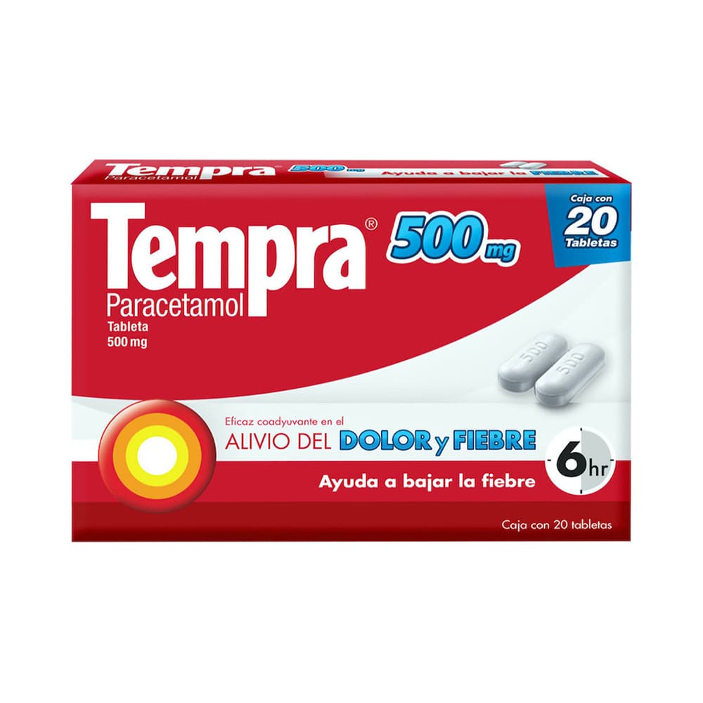 Tempra Paracetamol 500 mg 20 Tabletas