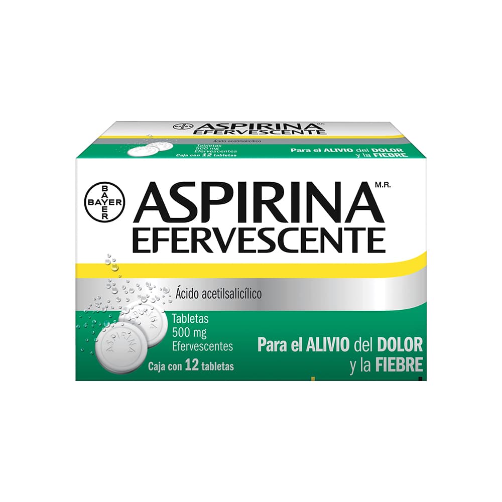 Aspirina Tabletas Efervescentes 500 mg 12 Tabletas