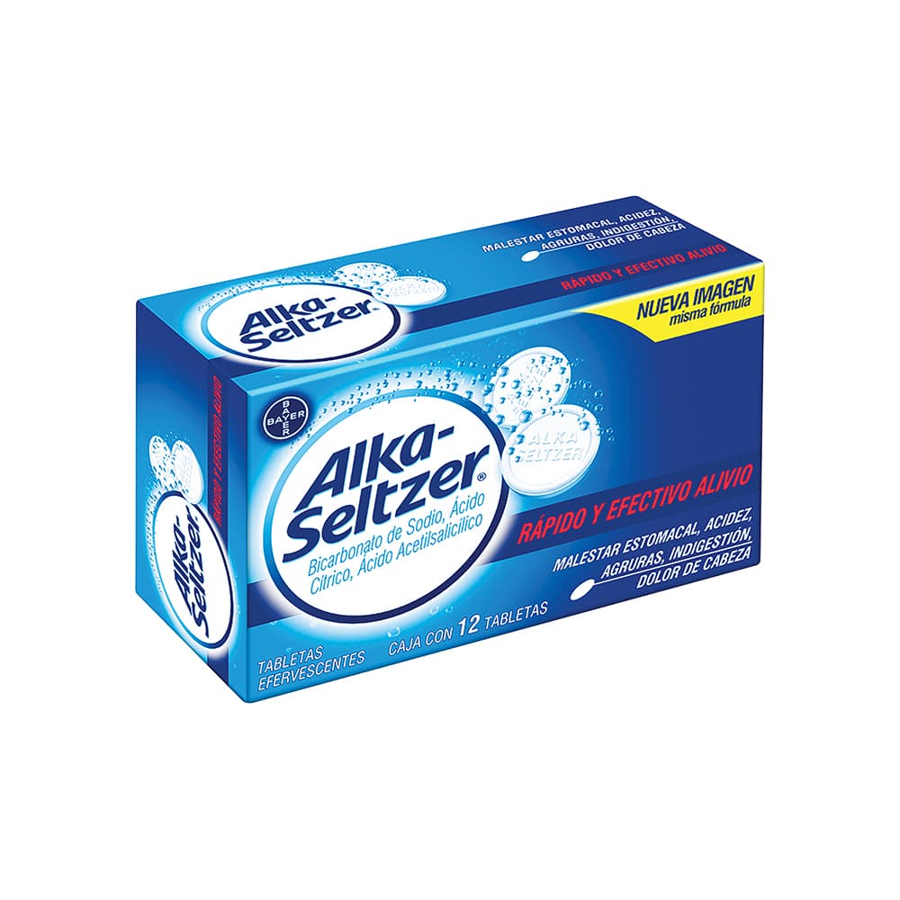 Alka-Seltzer Tabletas Efervescentes con 12 Tabletas