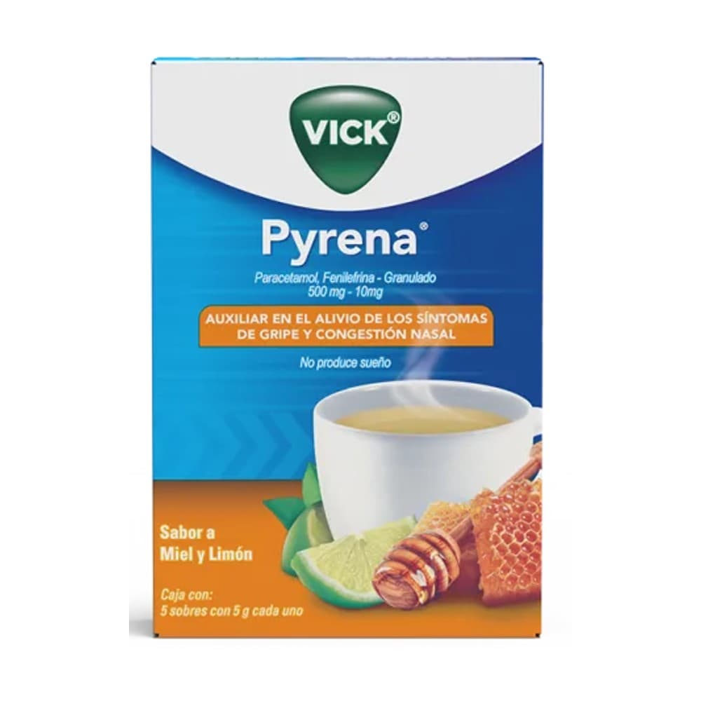 Vick Pyrena Miel Limón Fenilefrina Paracetamol 5 Sobres