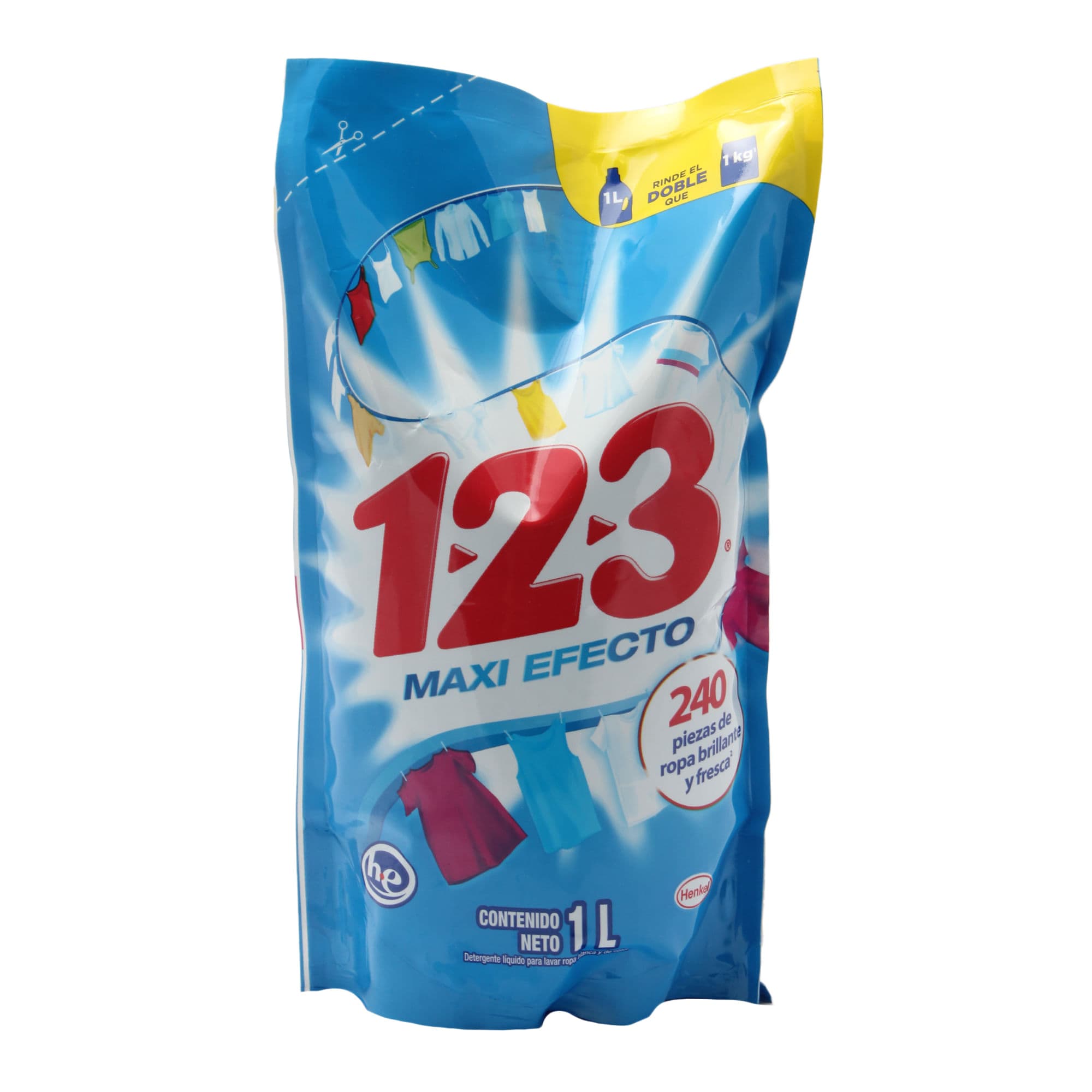 Detergente para ropa liquido 123 fresca blancura 1 lt