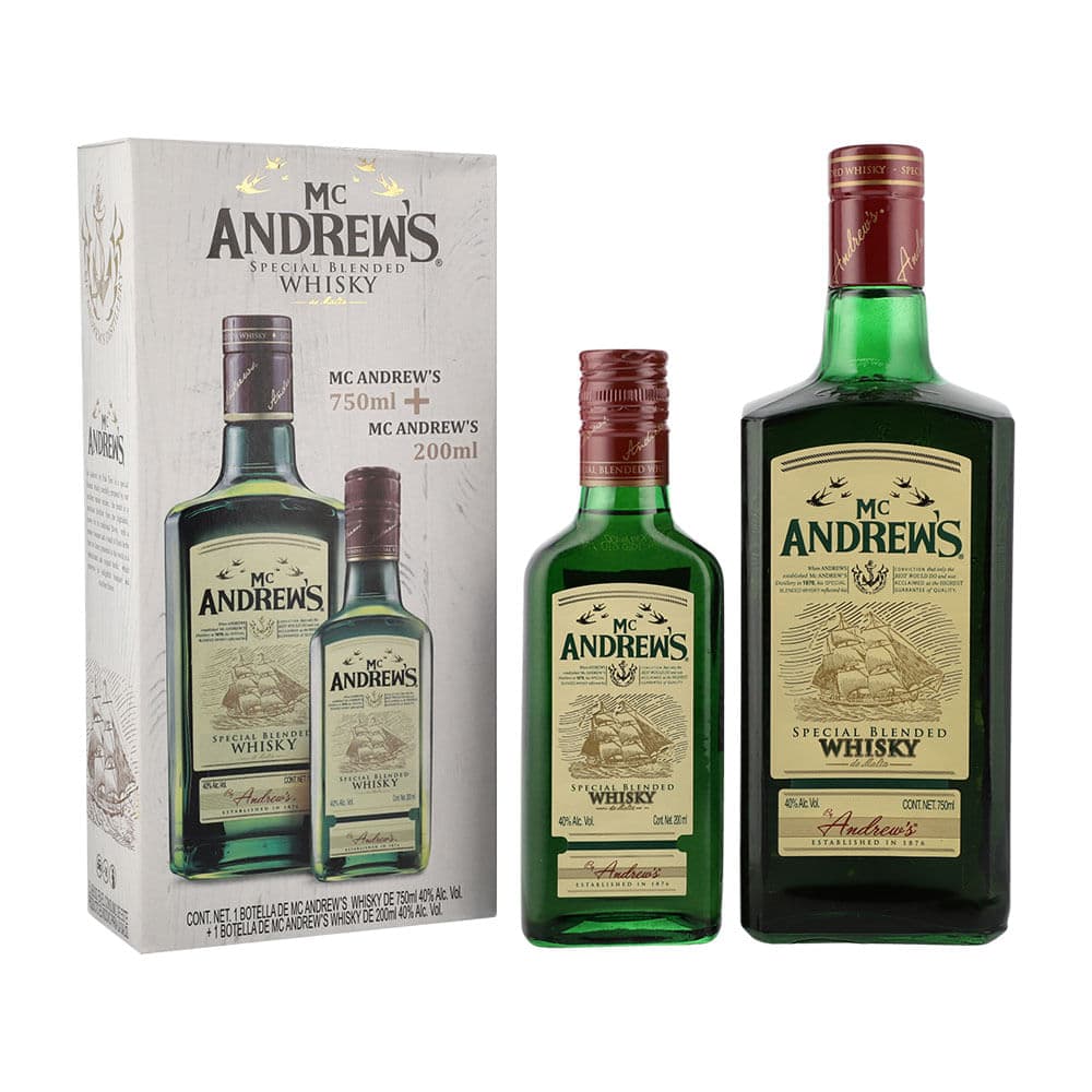 Mc Andrews Whisky 750 ml con Botella 200 ml