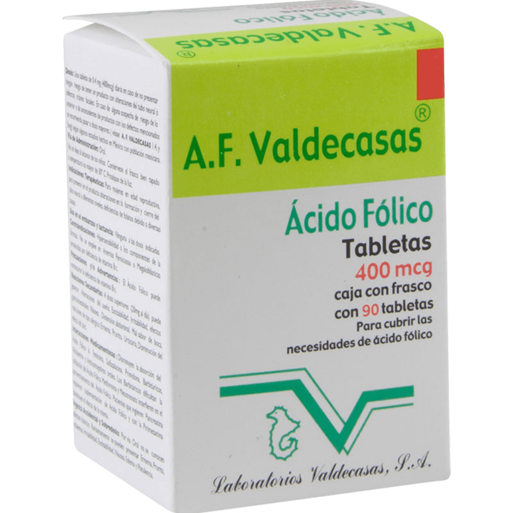 ACIDO-FOLICO 90 TABLETA VALDECASAS 0.4 MILIGR