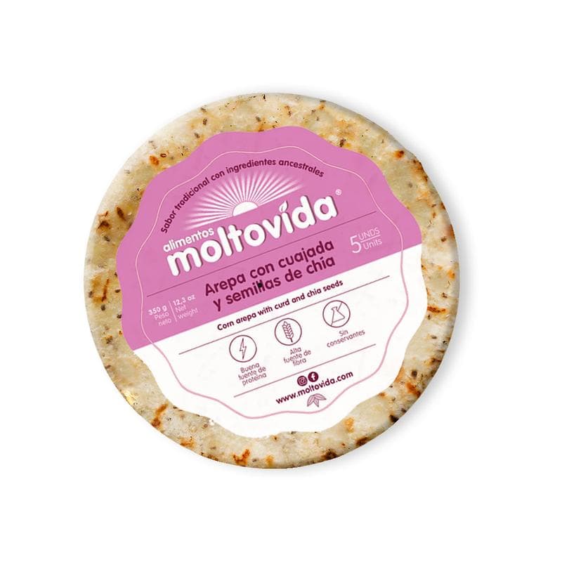 AREPA DE MAIZ CON CUAJADA Y SEMILLAS DE CHIA