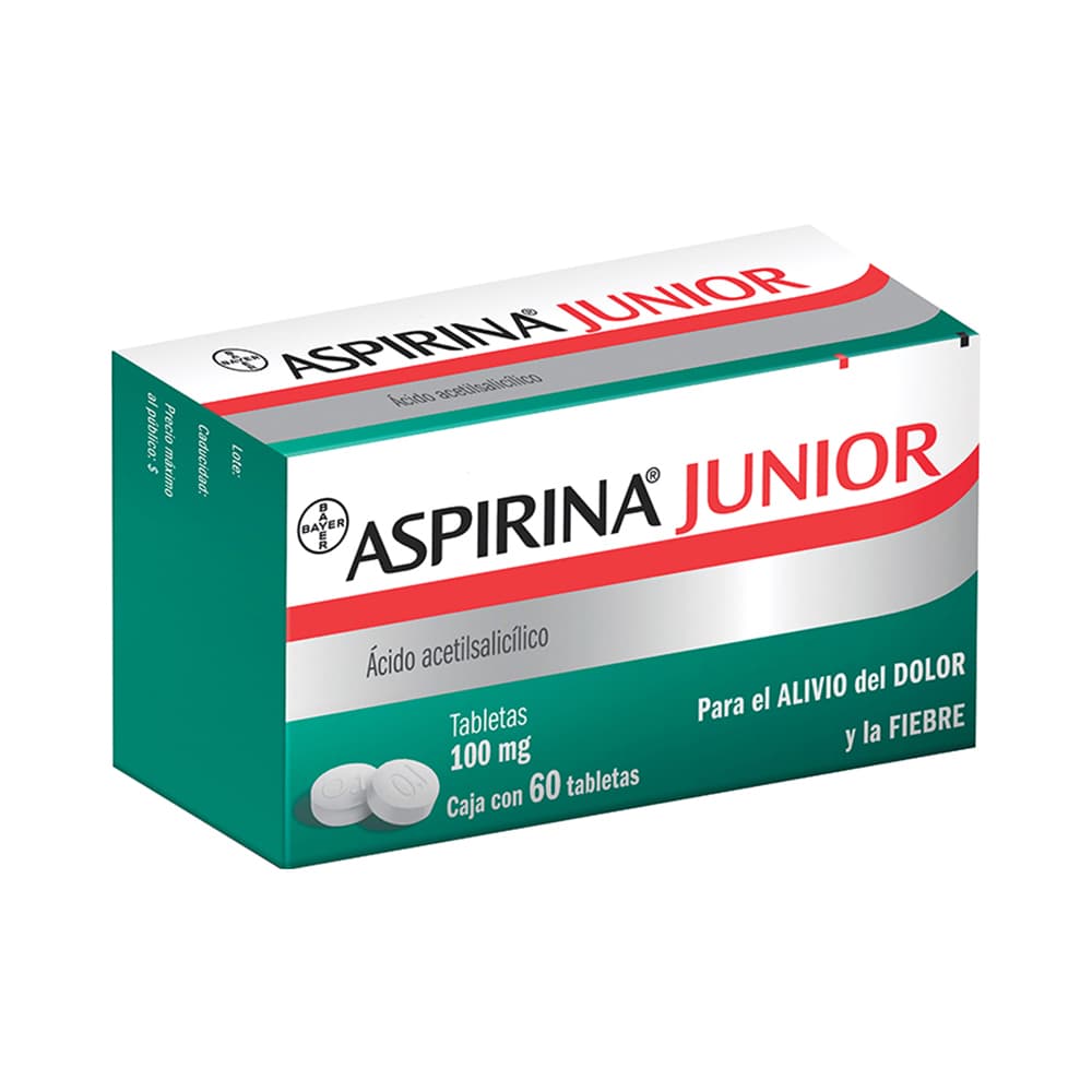 Bayer Aspirina Junior Ácido Acetilsalicílico 100 mg 60 Tabletas