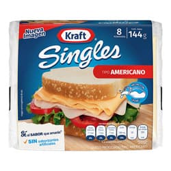 Singles Kraft Queso Americano 144 grs