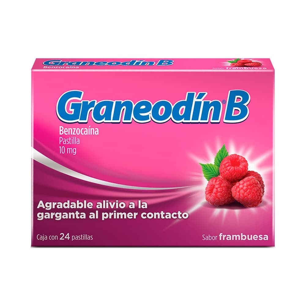 Graneodin Benzocaína Sabor Frambuesa 24 Pastillas