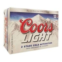 Coors Light Cerveza Clara 12 Latas de 355 ml
