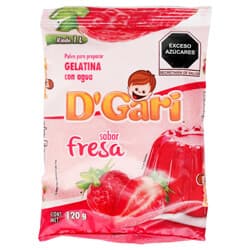 D'Gari Light Sabor Fresa Gelatina de Agua en Polvo 20 gr