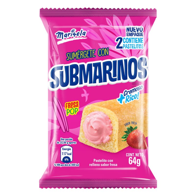 MARINELA QUEQUE SUBMARINOS FRESA UD 64 GR