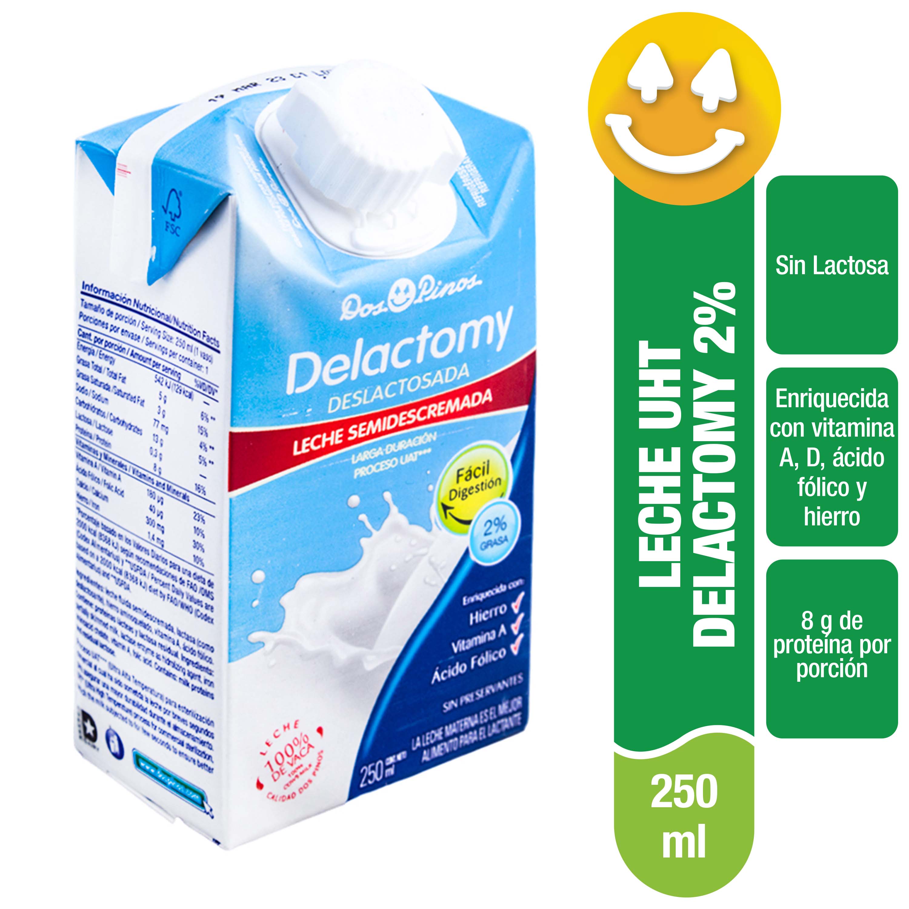DOS PINOS LECHE DELACTOMY TETRA  250 ML