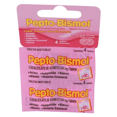 PEPTO BISMOL UNIDOSIS 4 TABLETAS 1 PZA