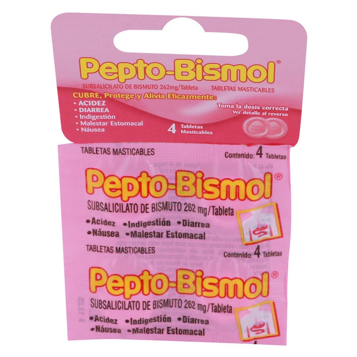 PEPTO BISMOL UNIDOSIS 4 TABLETAS 1 PZA