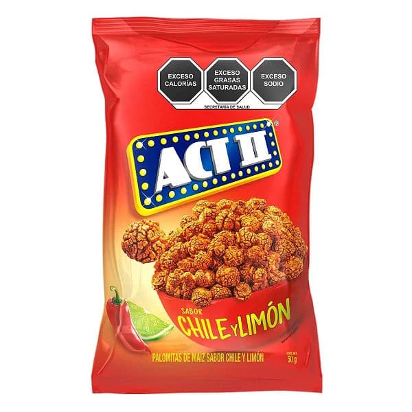PALOMITAS ACT II CHILE LIMON 50g