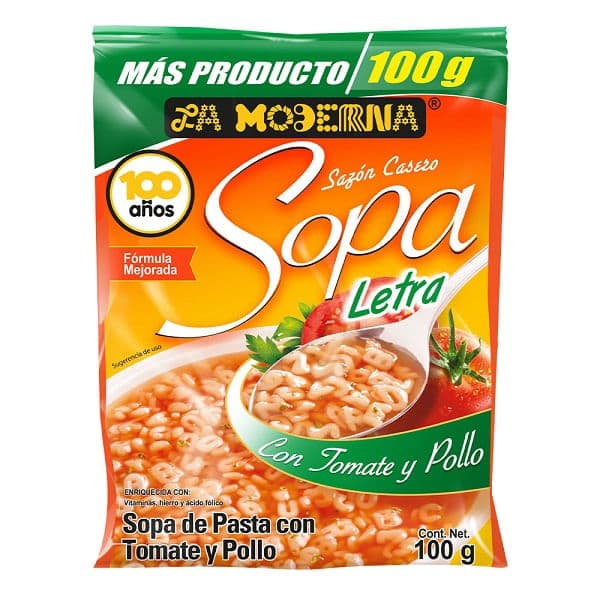 Sopa La moderna instantanea letra con tomate 100 g