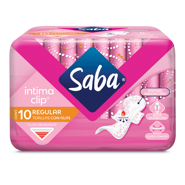 TOALLAS FEMENINAS SABA INTIMA CON ALAS 10 pza