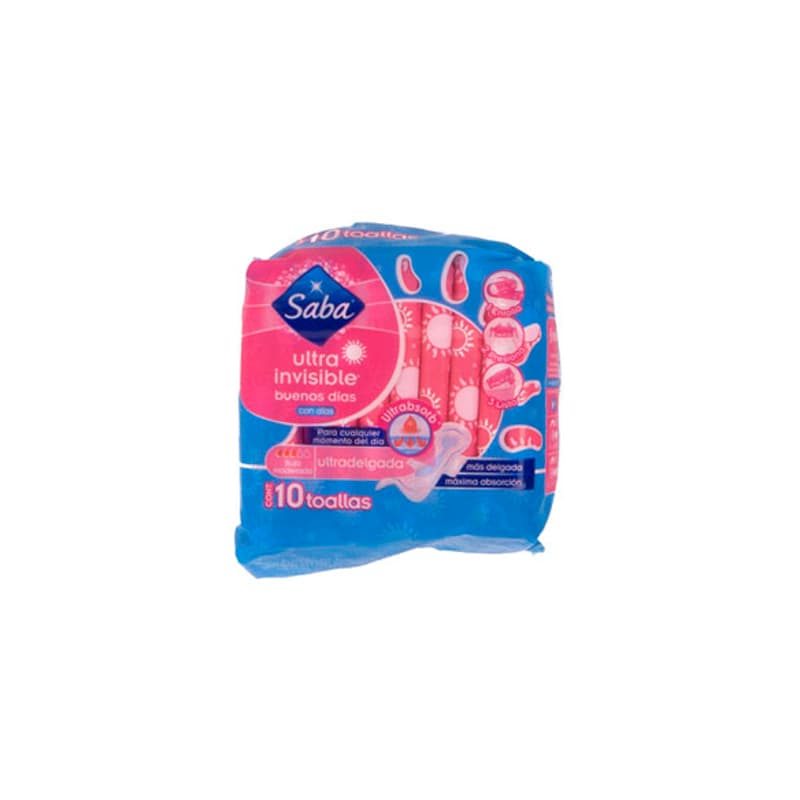 SABA TOALLA ULTRA INVISIBLE C/ALAS PAQUETE 10 UD
