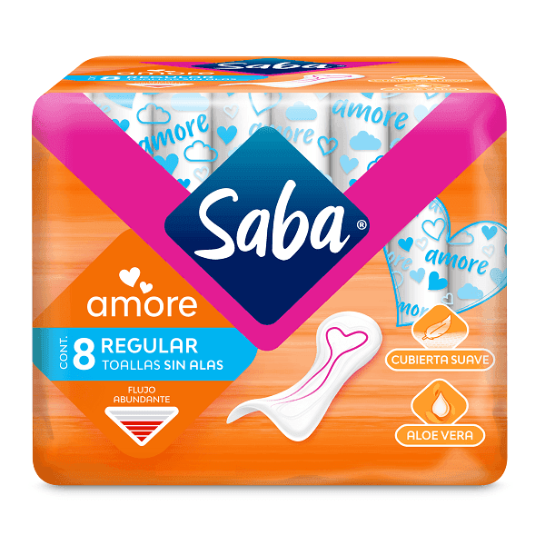 Saba toalla femenina amore regular sin alas con 8 piezas