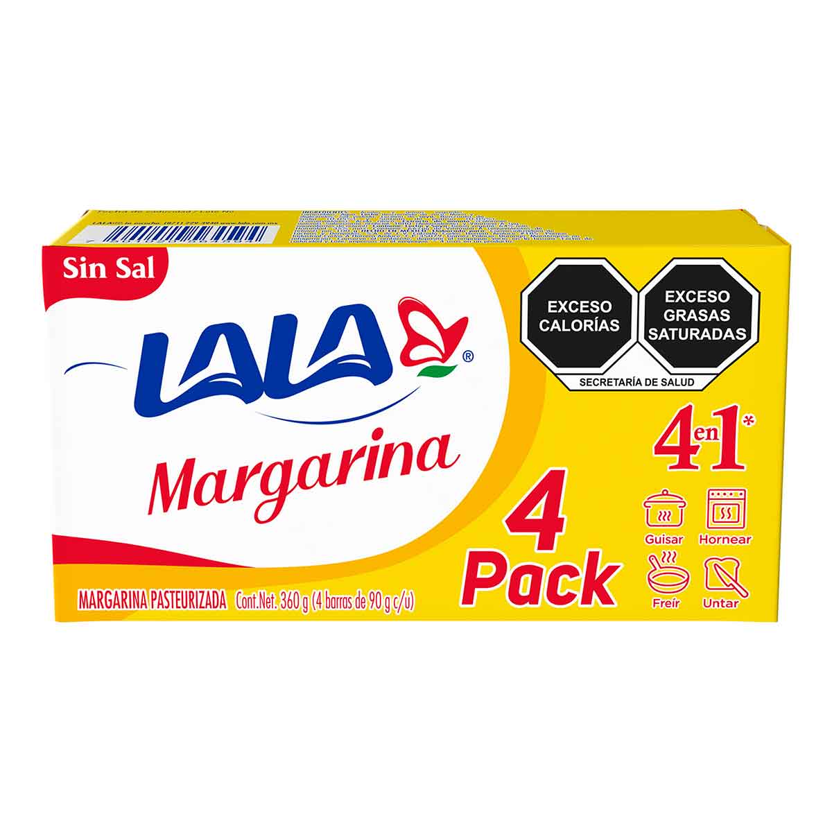 Margarina Lala 4 pzas 90 gr sin Sal 360 gr