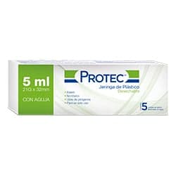 Protec Jeringa de 5ml 21 grs x 32 mm 5 Piezas
