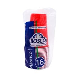 VASO BICOLOR ROJO 16OZ BOSCO 20PZAS    .