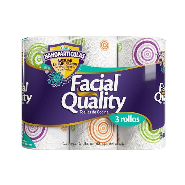 Toalla de cocina facial quality 3 rollos 60 hojas