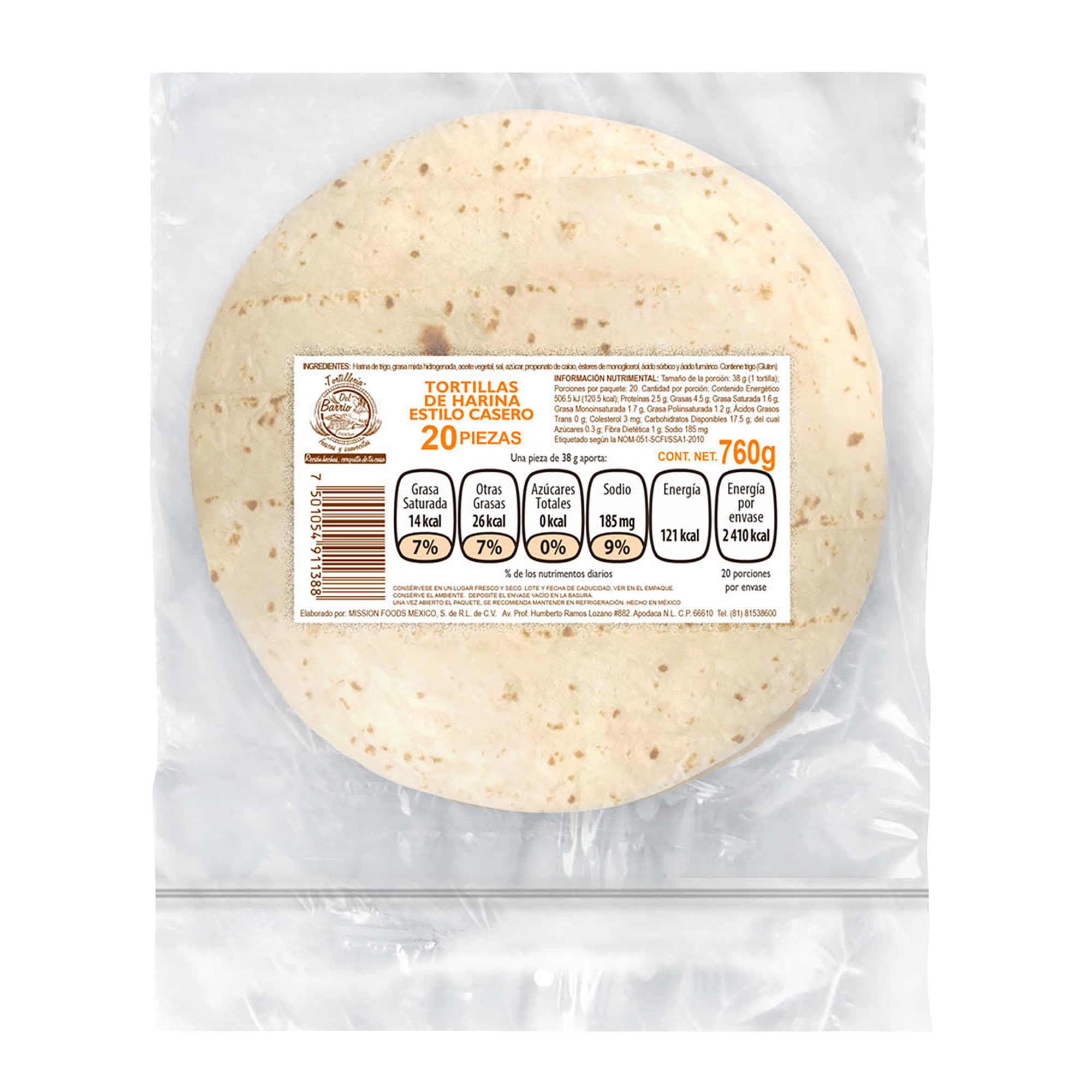 Tortillas De Harina  Tipo Casero  Mission  20.0 - Pza