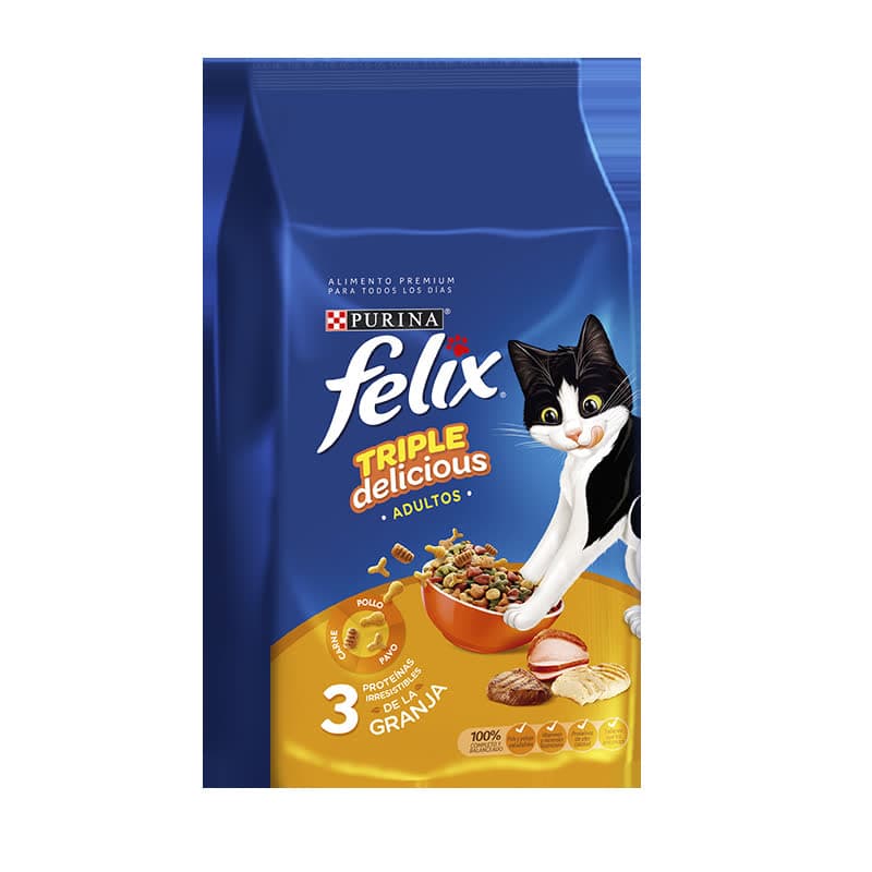 Alimento Para Gatos Purina Felix Triple Delicious Adultos 1500G