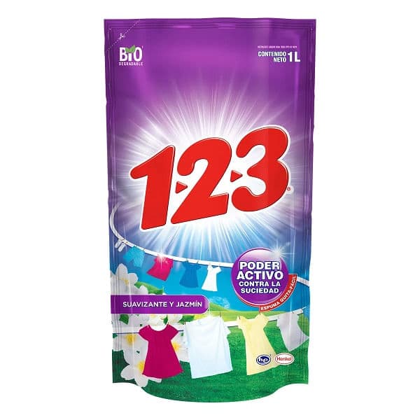 Detergente 123 liquido suavizante 1000 ml