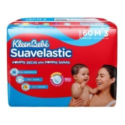 KleenBebé Pañales Suavelastic Etapa 3 Mediano Unisex 60 Pañales