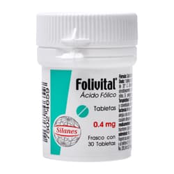Silanes Folivital Ácido Fólico 0.4 mg 30 Tabletas