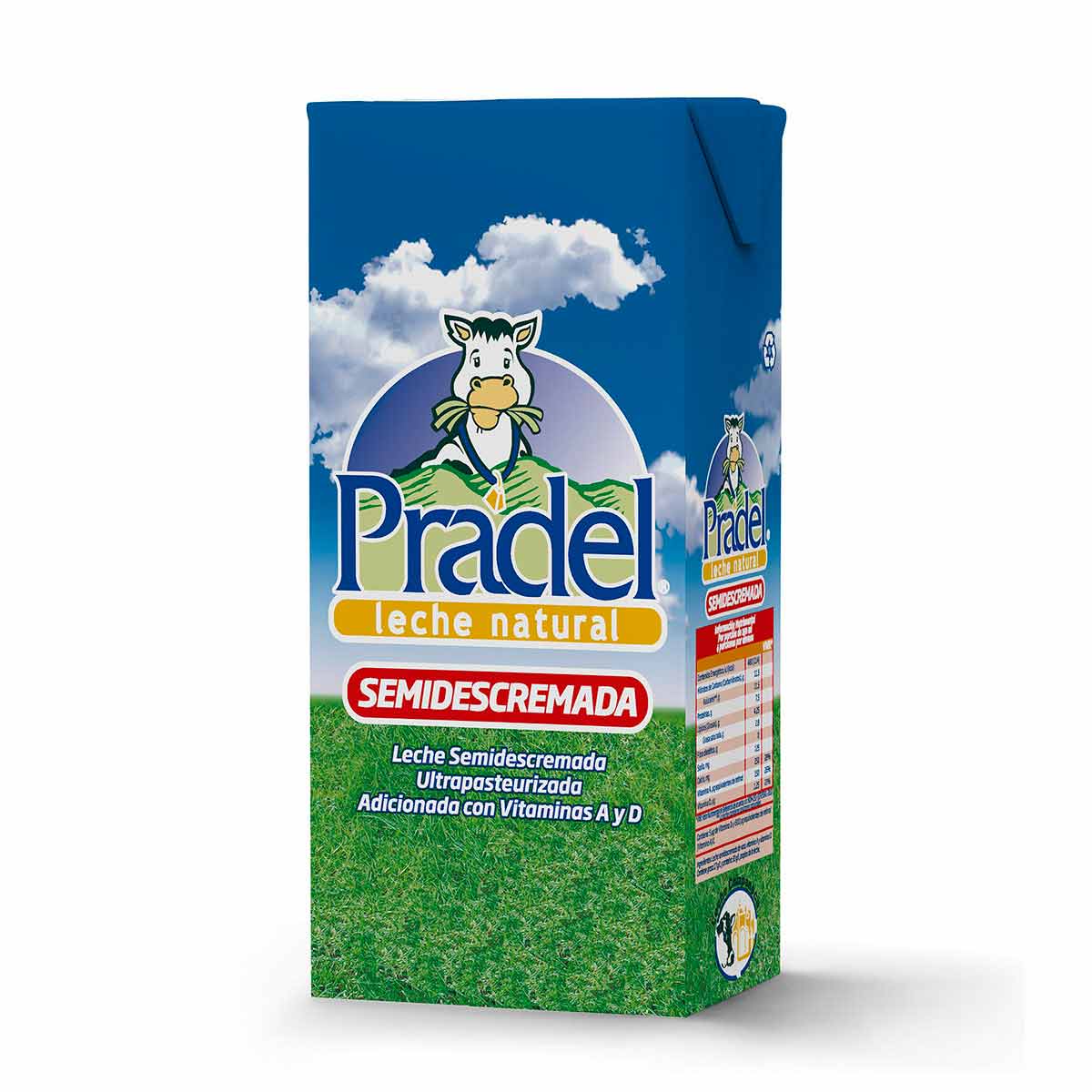 LECHE SEMIDESCREMADA UHT PRADEL 1 L    .