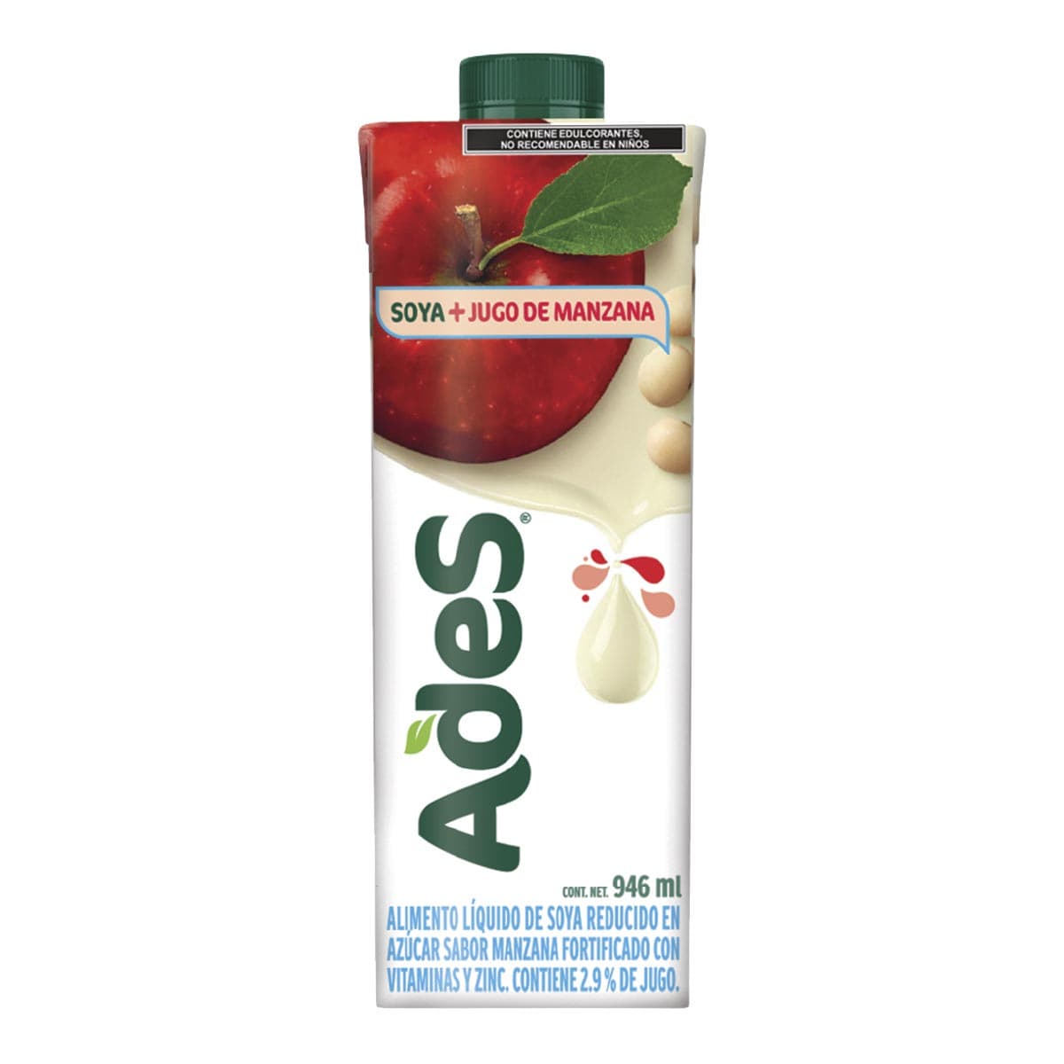 Bebida de Soya Ades Sabor Manzana Light 946 mililitros