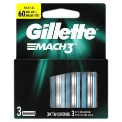 Gillette Cartucho Mach 3 Regular 3 Hojas 3 Piezas