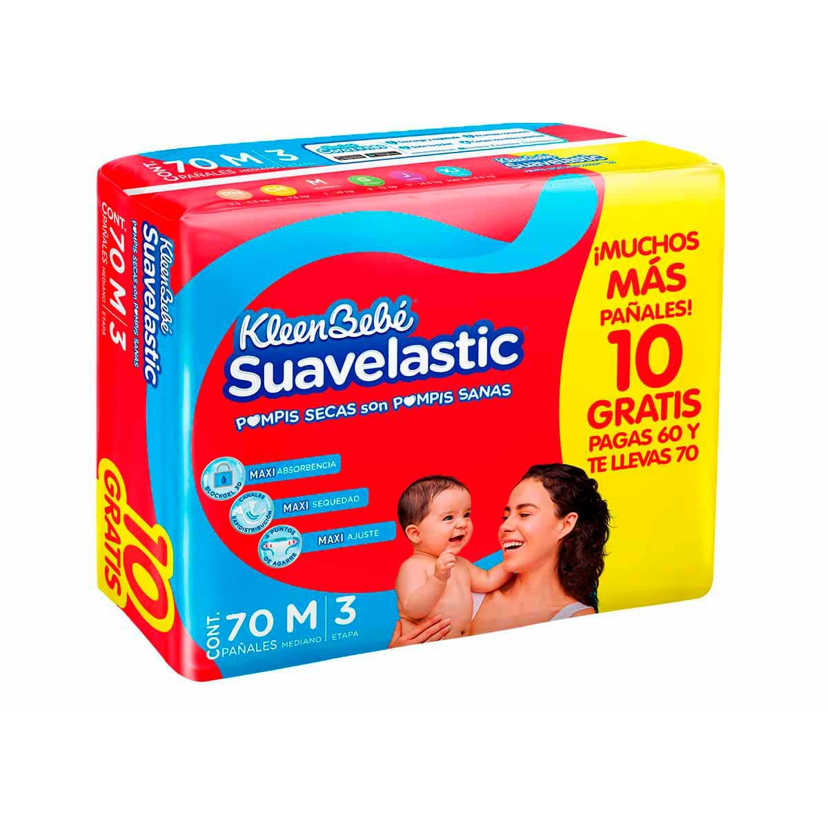 Pañal Kleenbebe Suavelastic Unisex E3 70 Pz